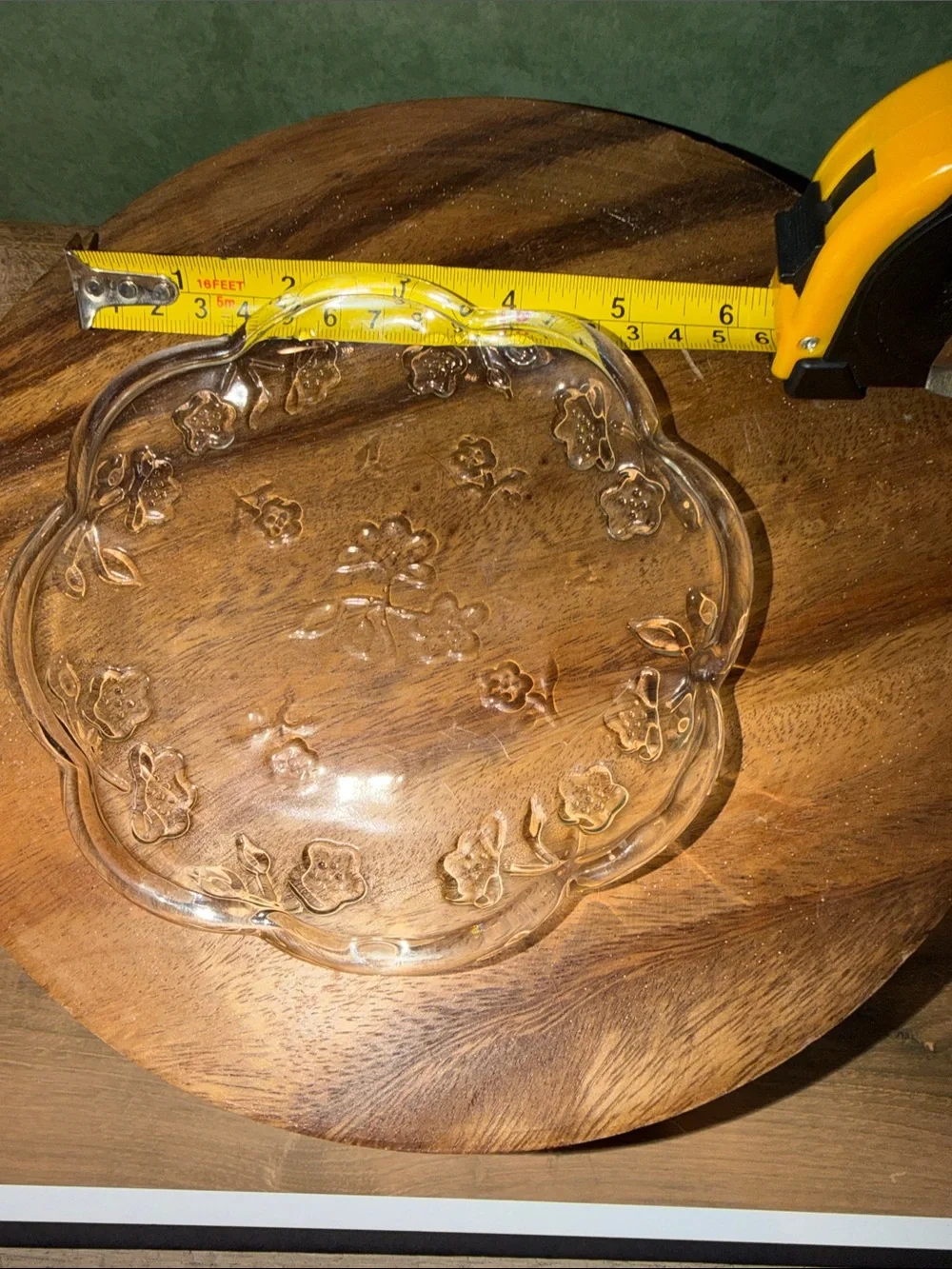Anchor Hocking Clear Floral Scalloped Glass Serving Plate